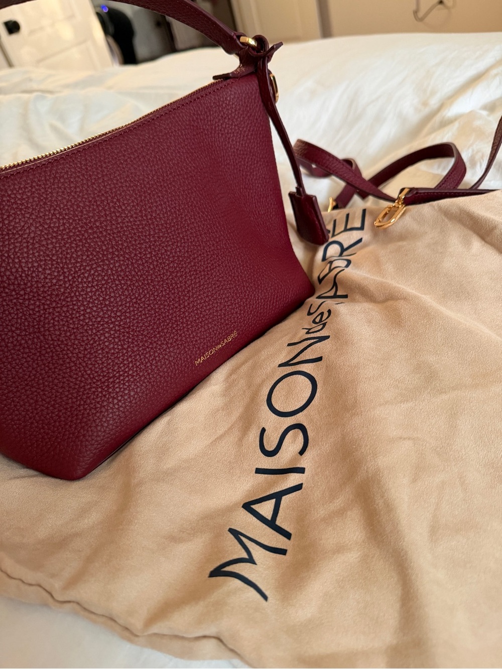 AUTH Maison de Sabre The Small Soft Hobo Plum Red (Wine/Burgundy) - Picture 6 of 10